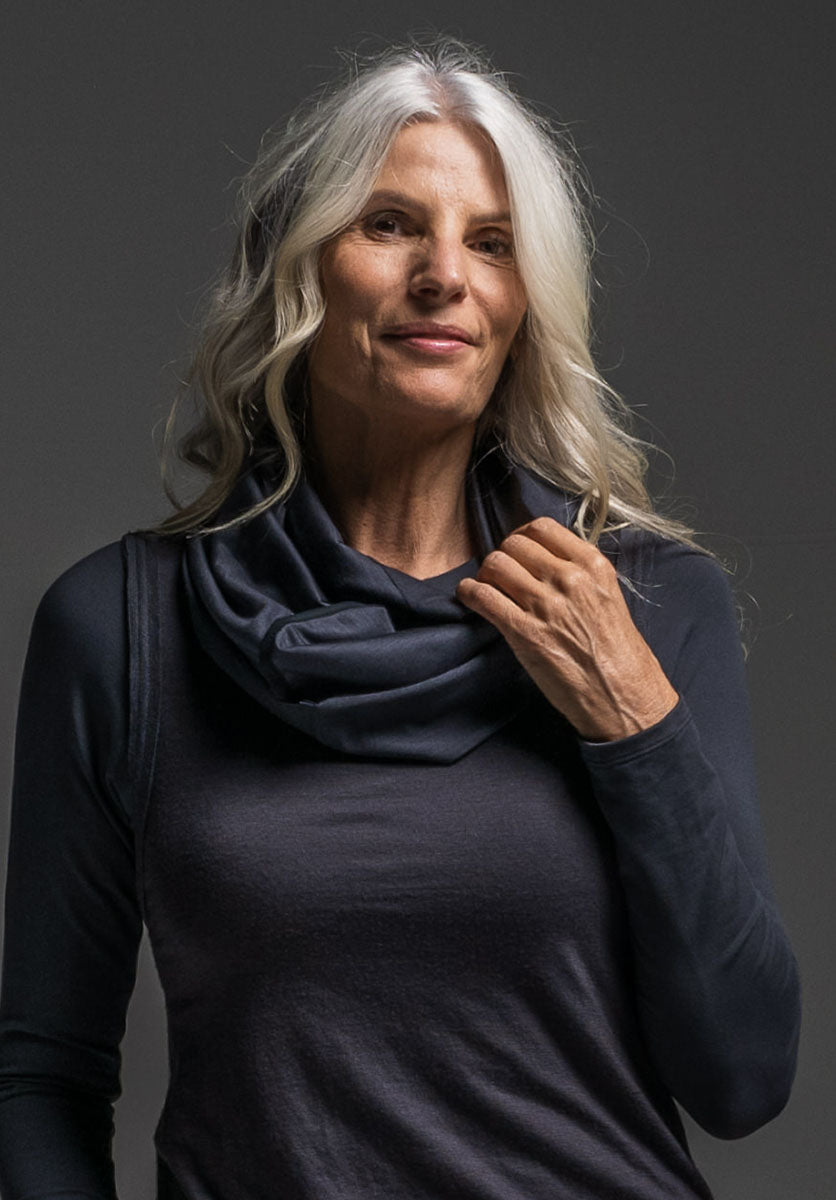 Merino infinity scarf charcoal wool scarves Australian made Sustainable Fashion