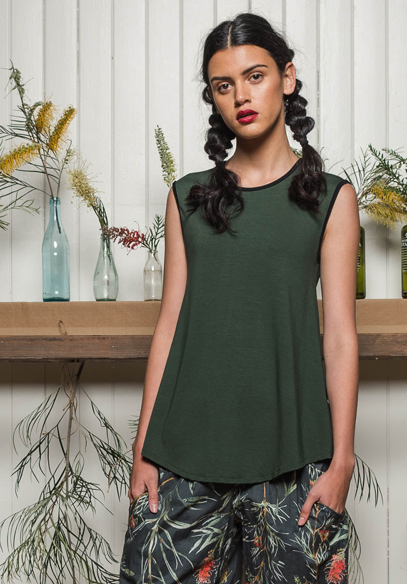 Nancy top Moss | 100% Australian Made and Ethical | Bamboo Fashion