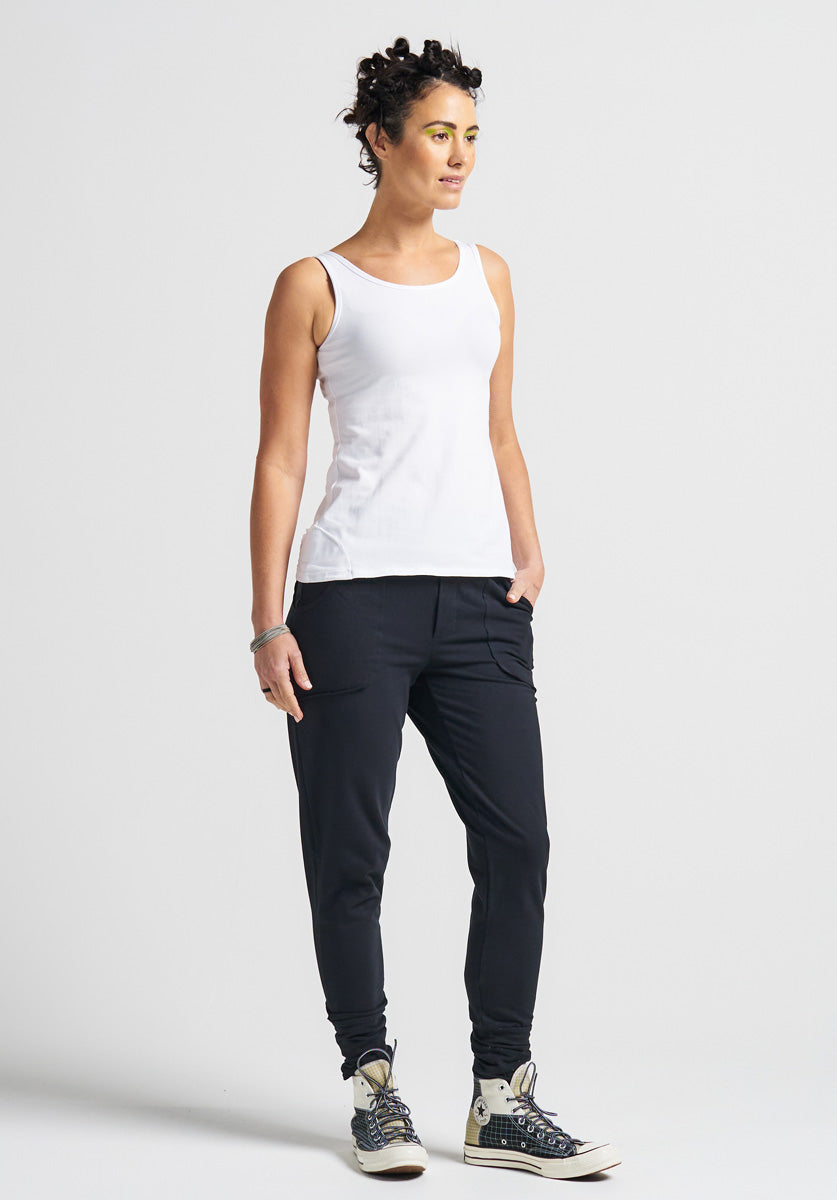 white organic cotton singlet, Australian made clothes