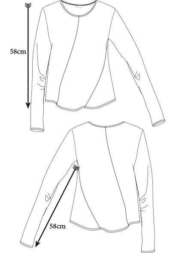 Perla Patched top indigo organic cotton printed