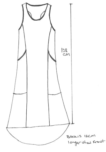 Recline midi dress black organic cotton printed