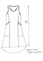 Recline short dress indigo organic cotton printed