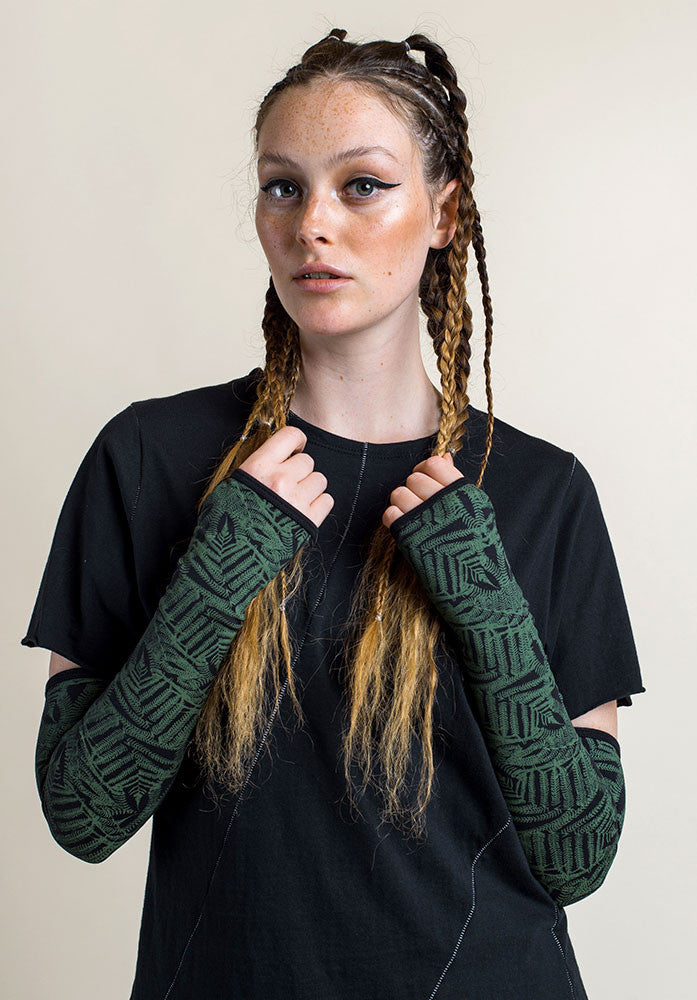 printed arm warmers, organic cotton fashion online