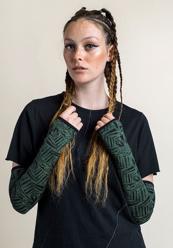 printed arm warmers, organic cotton fashion online
