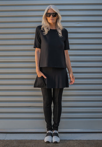 sustainable bamboo clothing australia, black bamboo skirt pant