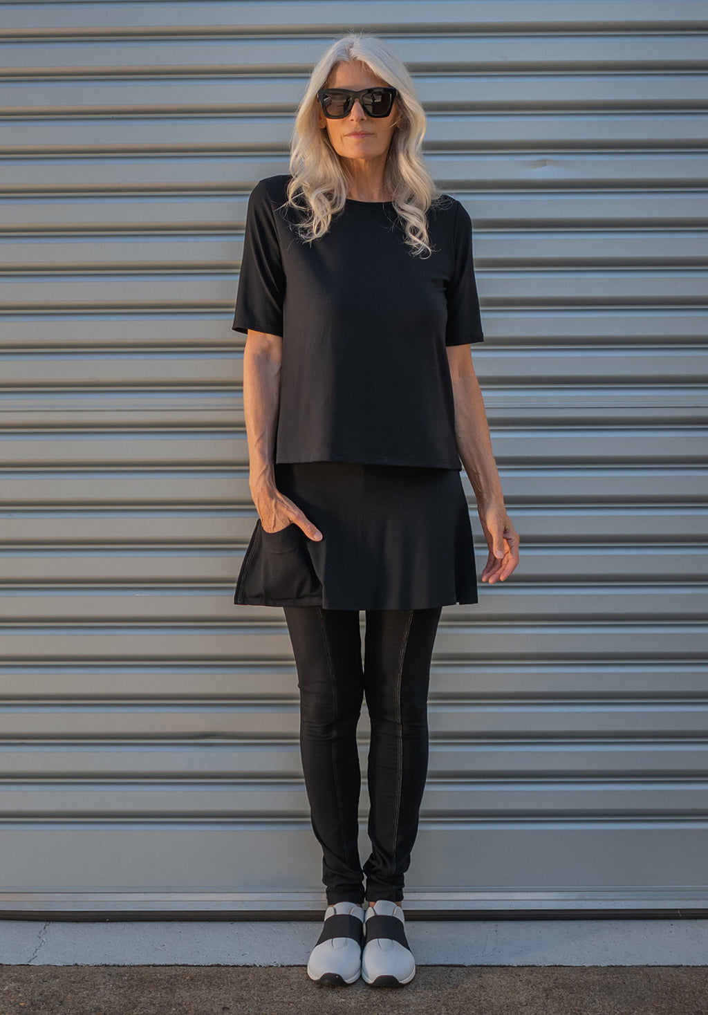 sustainable bamboo clothing australia, black bamboo skirt pant