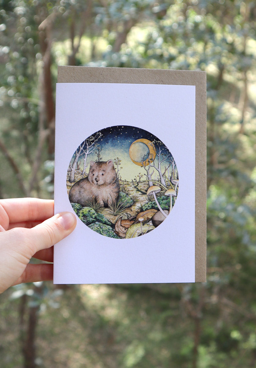 Twilight Wombat Greeting Card | Australian Made Recycled Stationery