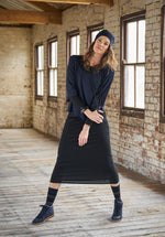 merino clothing online Australia, woolen clothes, ethical black skirt Australian made