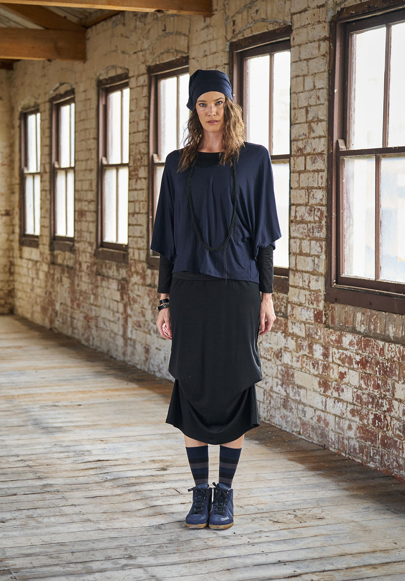 merino clothing Australia, woolen clothes online, black skirt Australian made
